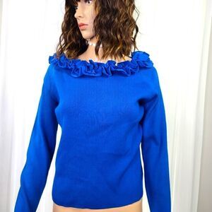 Grace Elements Ruffle Boat Neck Sweater Medium